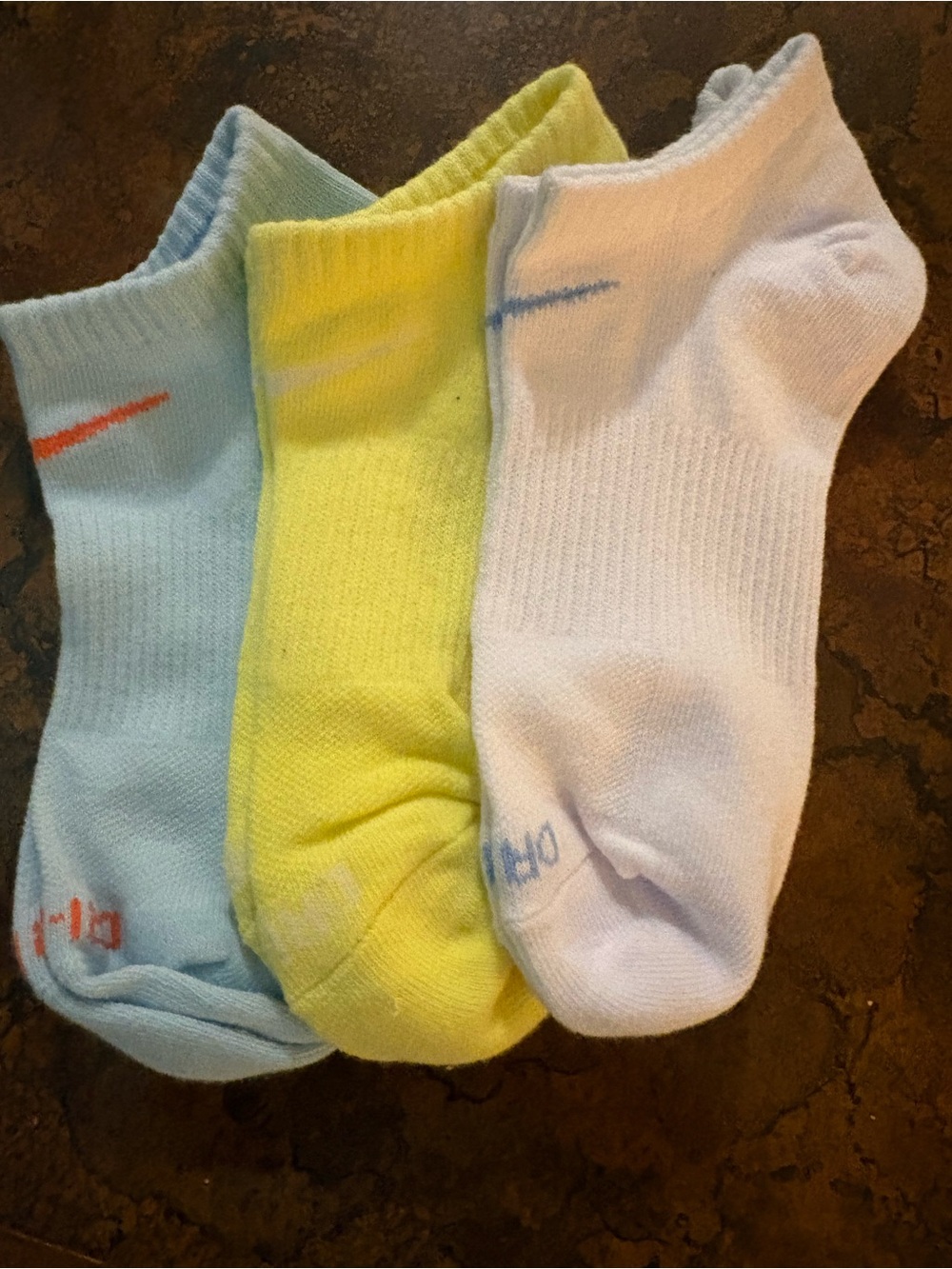 Nike Low-Cut Sock Trio — White, Light Blue, Yellow